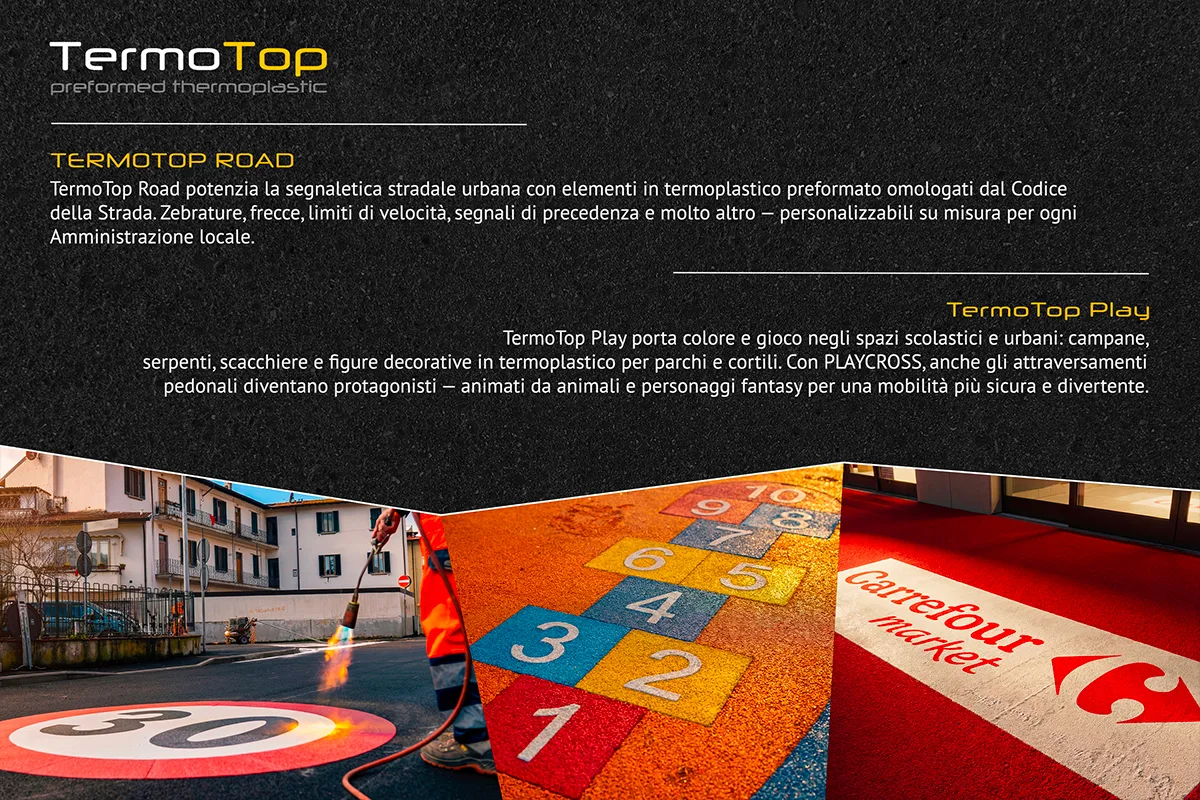 Imprexa TermoTop — segnaletica termoplastica omologata e giochi decorativi